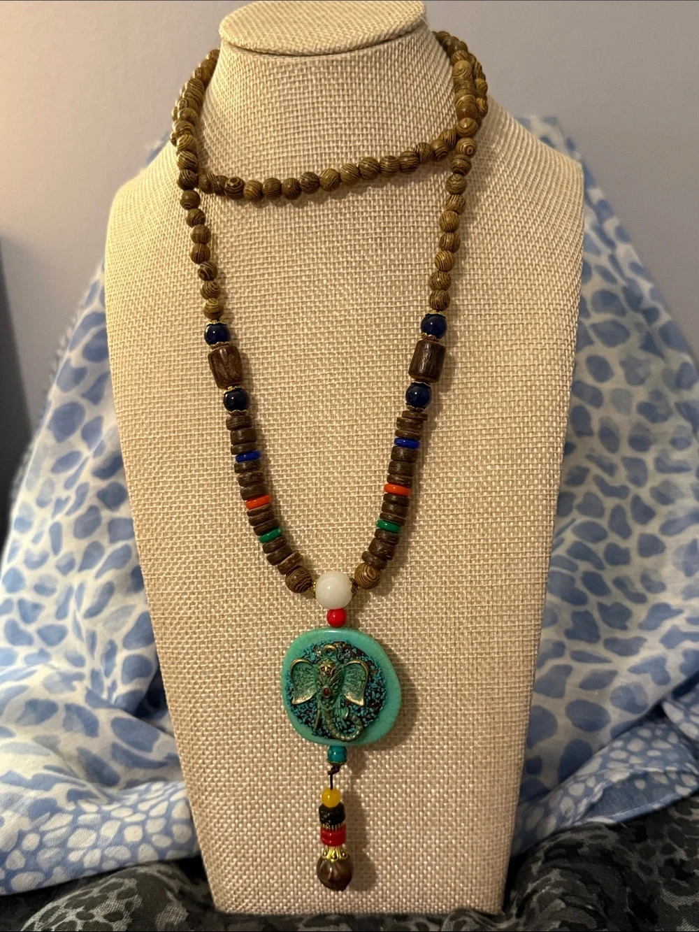 Bohemian Turquoise Elephant Pendant Bead Necklace - Women Jewelry